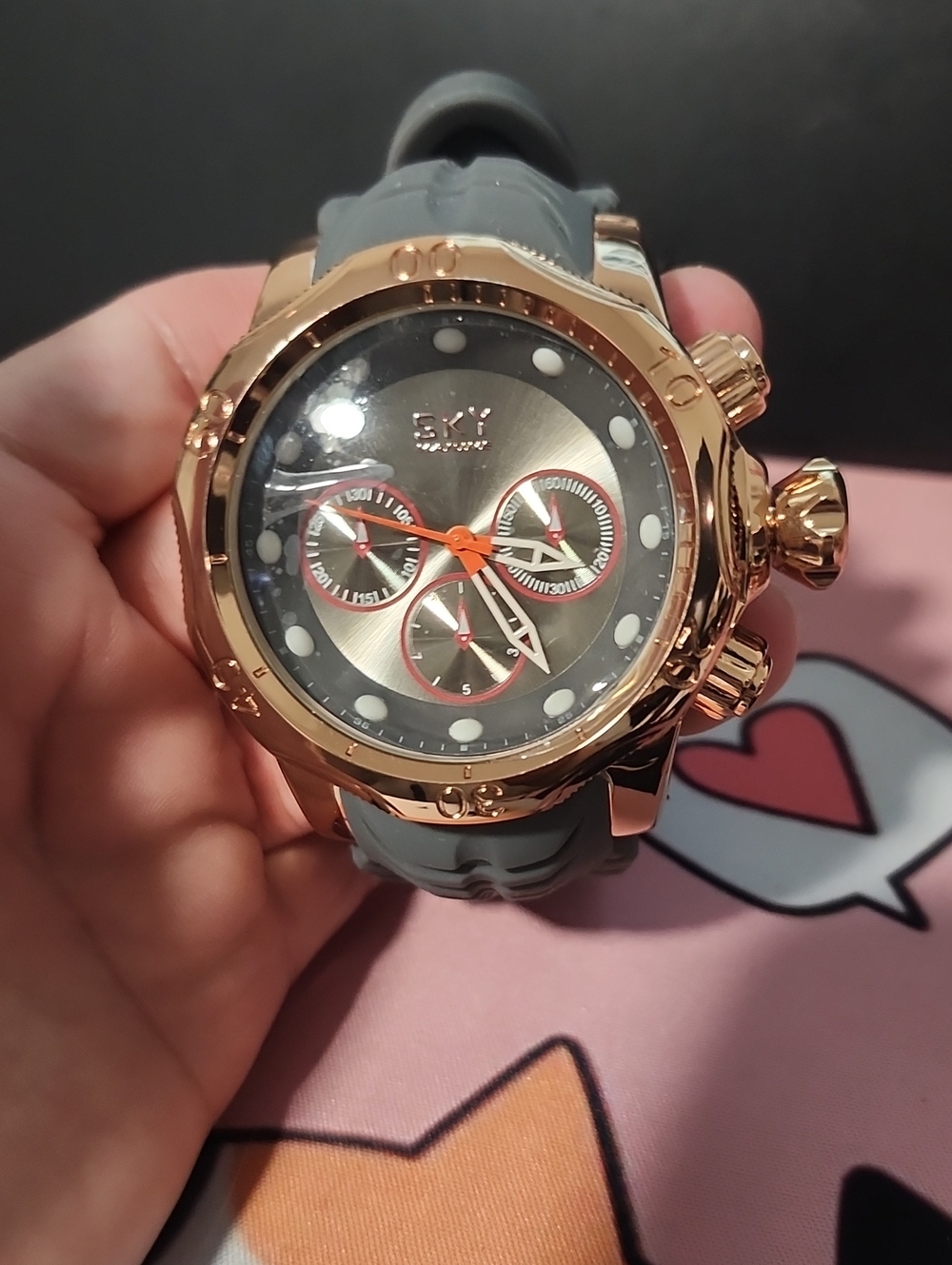 Sky Men's Chronograph Watch in Rose Gold and Grey